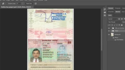 Burkina Faso passport PSD Template