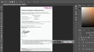 United Kingdom North Tyneside Council Employers Liability Insurance Certificate PSD Template