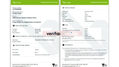 Australia Victoria Unregistered Vehicle Permit