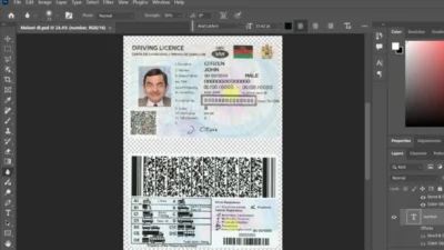 Malawi driving license PSD template