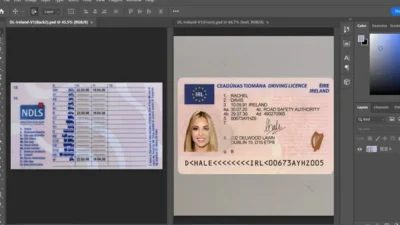 Ireland driving license psd Template Fully Editable