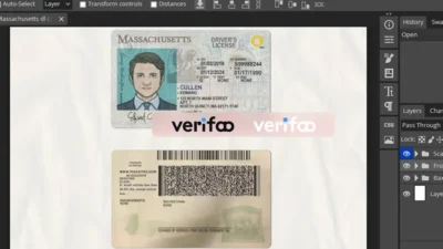Massachusetts driver license psd template