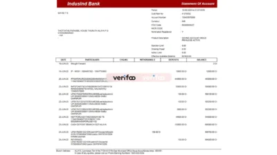 Indusind Bank Statement Word And PDF Template