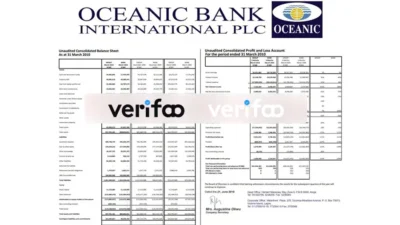 Oceanic Bank Statement Template