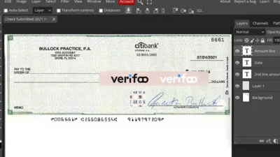 Fake Citibank Cheque template in psd format