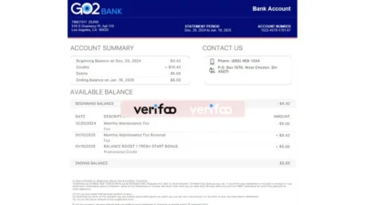 Go2Bank Bank Statement Template v2025