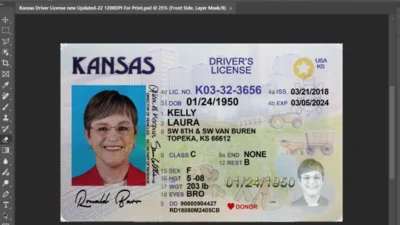 Kansas Driver License Template in psd format (New 1200DPI)