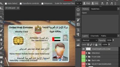 United Arab Emirates ( UAE ) fake id card Psd Template