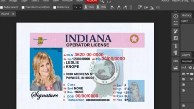 Indiana Driver License Template New v2