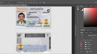 USA Indiana state ID template in PSD format