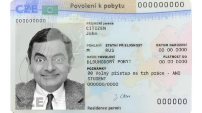 Czech permanent resident card template in PSD format