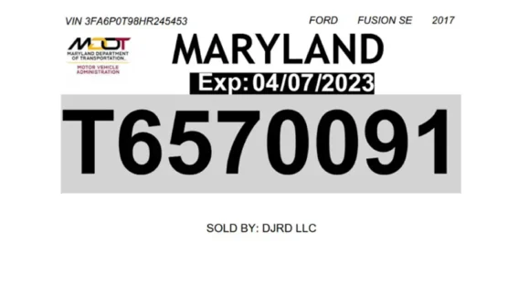 United States Maryland Temporary Registration Plate Template in Word and PDF Format