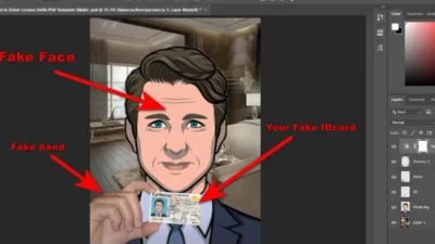 ID Card and Driver License Selfie template male