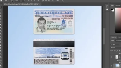 Canada British Columbia driving license New PSD template