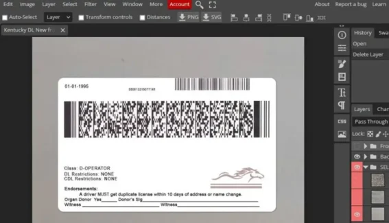 New Kentucky driver license psd template