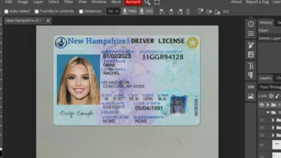 New Hampshire driver license Psd Template