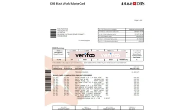 Hong kong DBS Black World MasterCard Statement Template