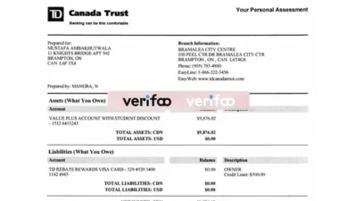 Canada Trust Bank Statement template