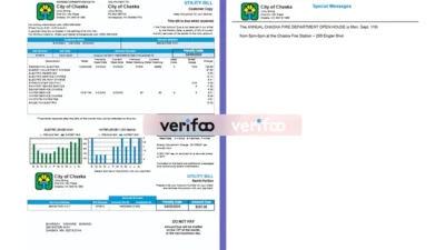 United States City of Chaska Utility Bill Template in word and pdf format