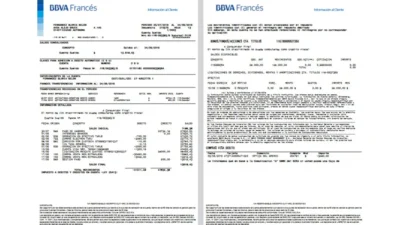 Argentina BBVA Francés Bank Statement Template in word and pdf format