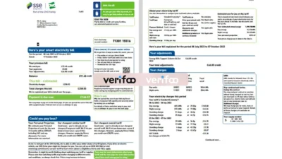 United Kingdom OVO Energy Services Electricity Bill Template in word and pdf format