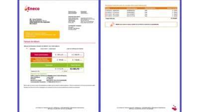 Belgium ENECO Electricity Bill Template in word and pdf format