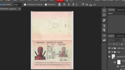 Uganda passport template in PSD format, fully editable