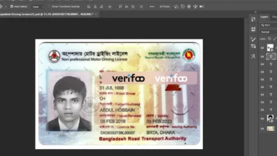 Bangladesh driver license Psd Template