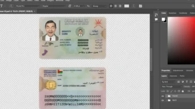 Oman ID template in PSD format with all fonts