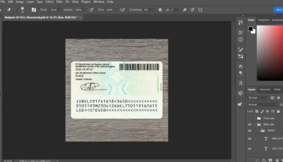Belgium ID template in PSD format