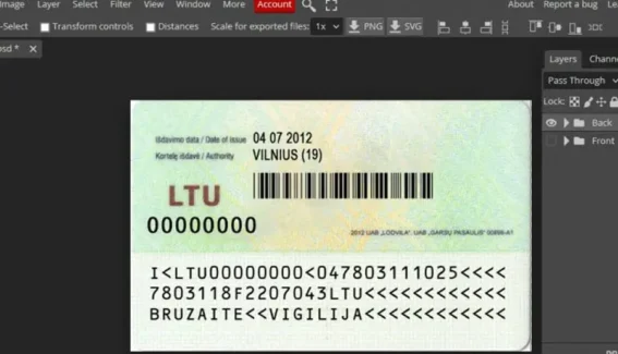 Lithuania fake ID CARD Psd Template