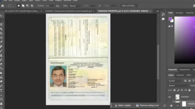 Tanzania passport template in PSD format