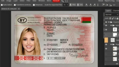 Belarus driver license Psd Template psd