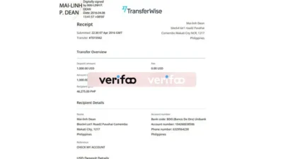 Philippines Transferwise Receipt