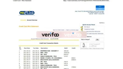 Ncbelink Credit card Mini Statement Template