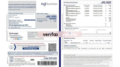 Colombia Tigo Business Utility Bill Template