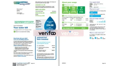 United Kingdom Essex & Suffolk Water Combined Water and Sewerage Services Bill Template in word and pdf format