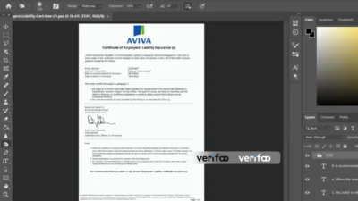 UK Aviva Certificate of Employers Liability Insurance PSD Template