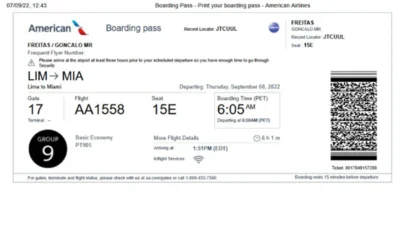 United States American Airlines Boarding Pass Template in Word and PDF Format