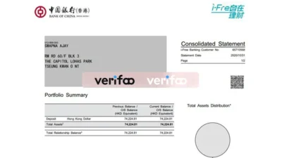 Hong kong Bank Statement Proof of Address template