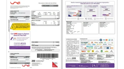 Colombia UNE EPM Telecommunications Bill Template in word and pdf format