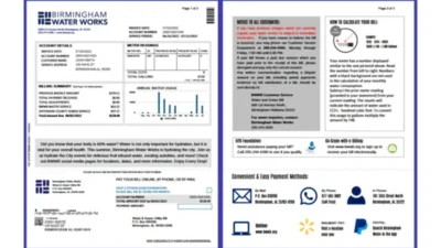 Italy Birmingham Water Works Water & Sewer Utility Bill Template in word and pdf format