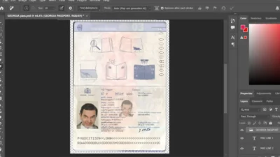 Georgia passport template in PSD format
