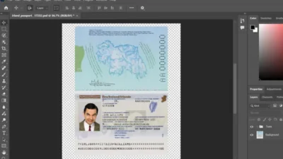 Ireland Editable passport template for Photoshop