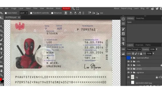 Austria Passport template psd v1