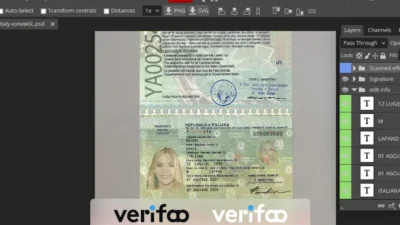 Italy passport template in PSD format, fully editable
