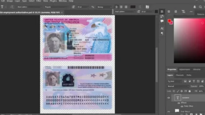 USA employment id card PSD template