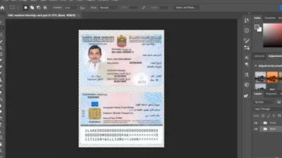 UAE Resident Permit Card Template in PSD Format