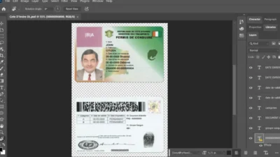 Côte d’Ivoire Driver license PSD Template