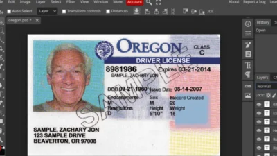 Oregon Drivers License PSD template free download (old version)